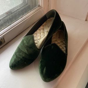 Birdies Green Velvet Loafers Starling Flats